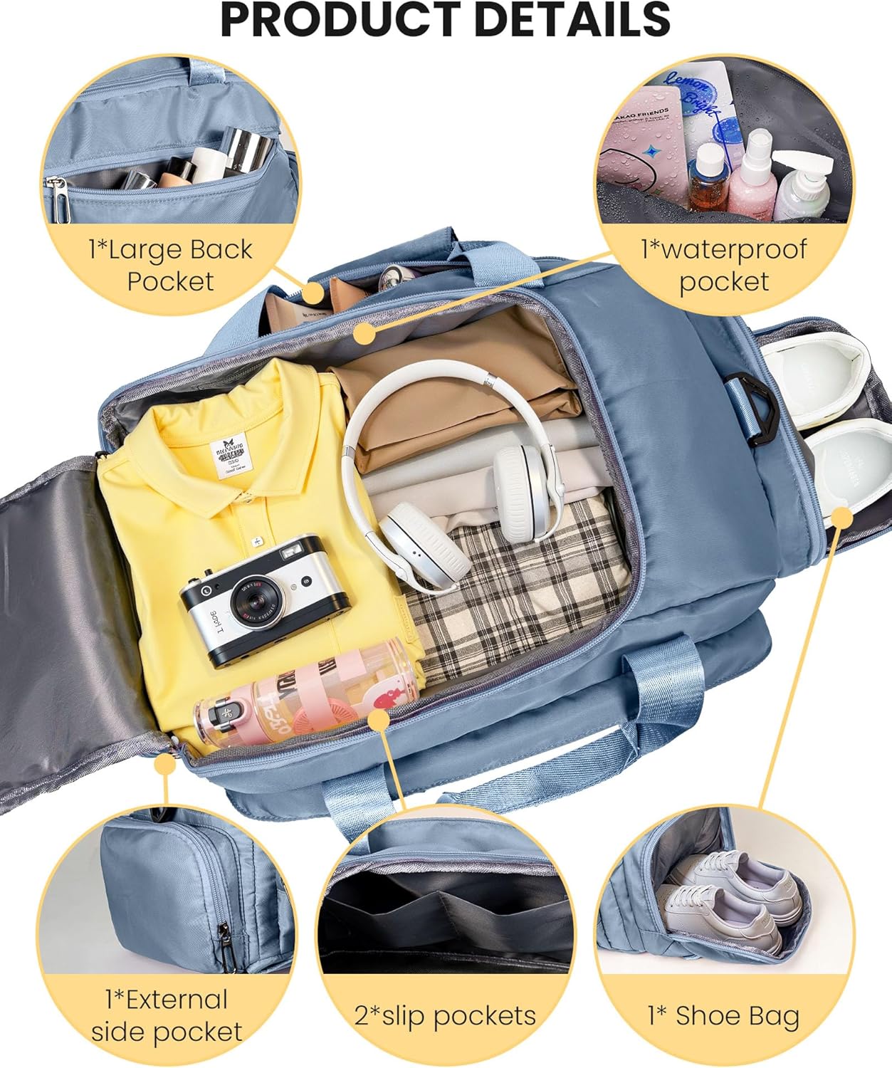 Granddaughter Gifts from Grandmom, Initial Gym Bags with Shoe Compartment, Dance Bag for Girls, Monogram Kid Overnight Bags, Small Travel Duffle Tote-Present for Women (Letter F)