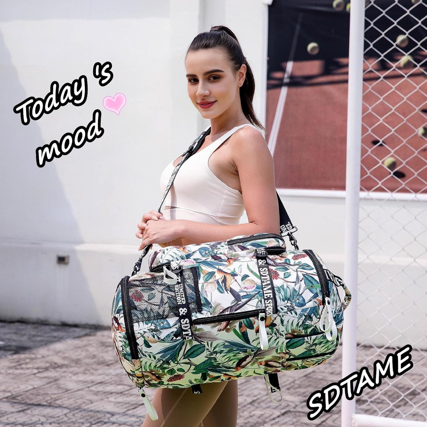 Gym Duffle Bag Backpack with Shoe Compartment,4 ways Travel Backpack for Women and Men,Multi-Functional Weekender bag with Waterproof Layer&Laptop Compartment for Fitness, Travel,Camping