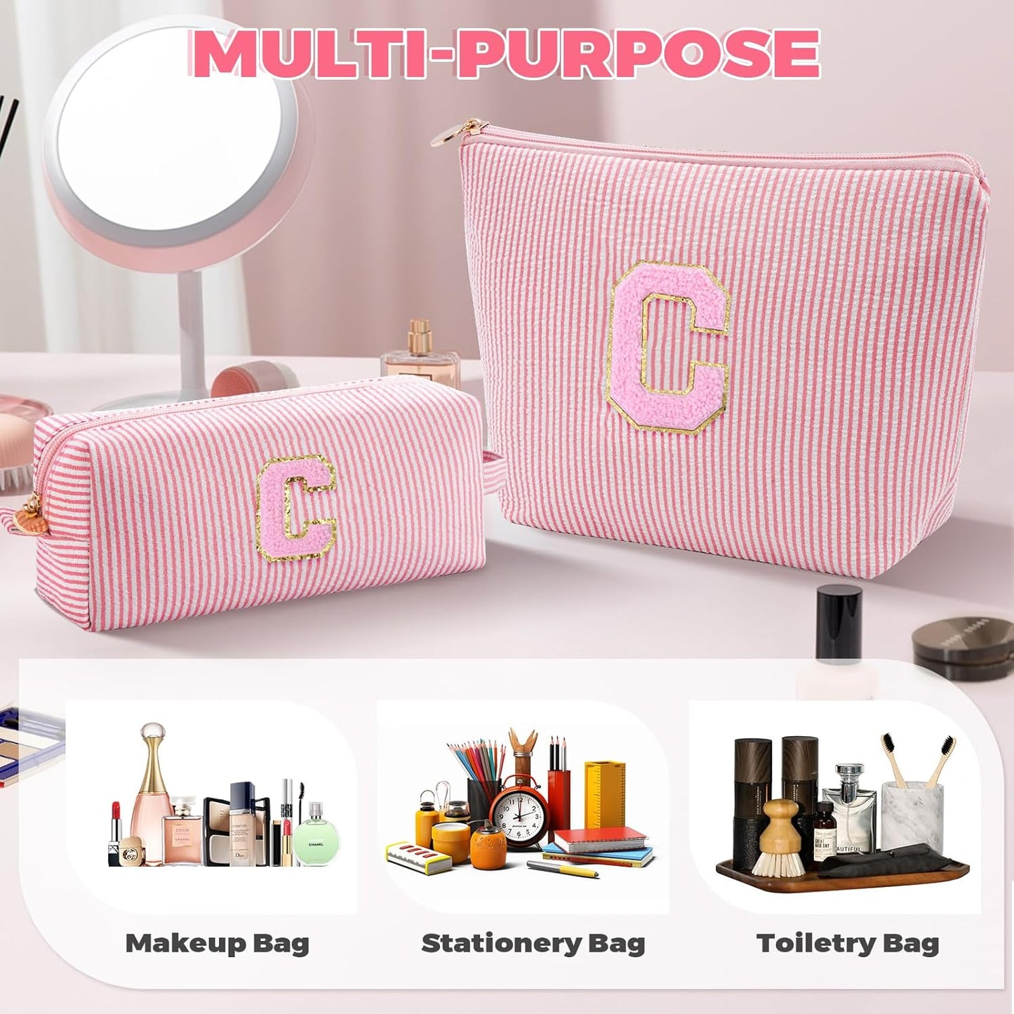 Customized Mothers Day Gifts - Birthday Gift for Mom,Gifts From Daughter,Mother in Law Gifts,Mama Gift Idea,Makeup Bag Set Cosmetic Bag - Peach,C