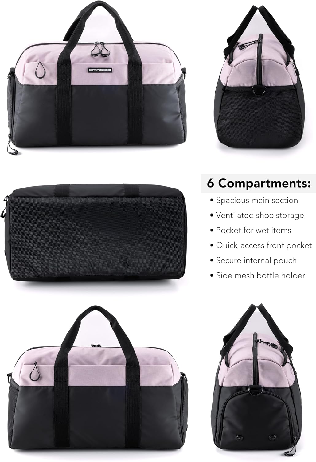Fitgriff® Gym Bag V2 for Men and Women with Shoe & Wet Compartment - Duffle Bag for Travel, Sports, Fitness and Workout
