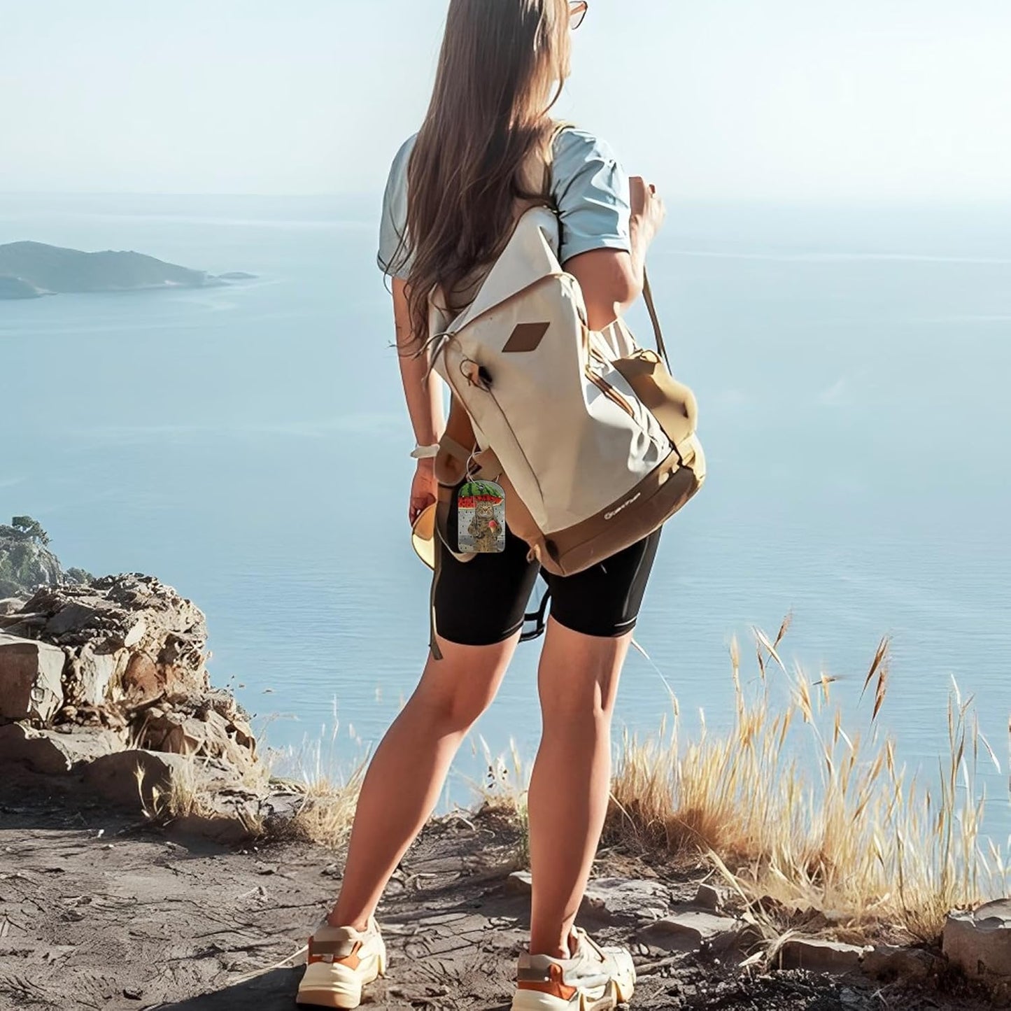 2 Pack Cute Luggage Tag for Suitcases Cute Cat and Umbrella Leather Luggage Tags with Stainless Steel Loop Privacy Flap Name Tags,Men and Women Travel Bag Suitcase Tags