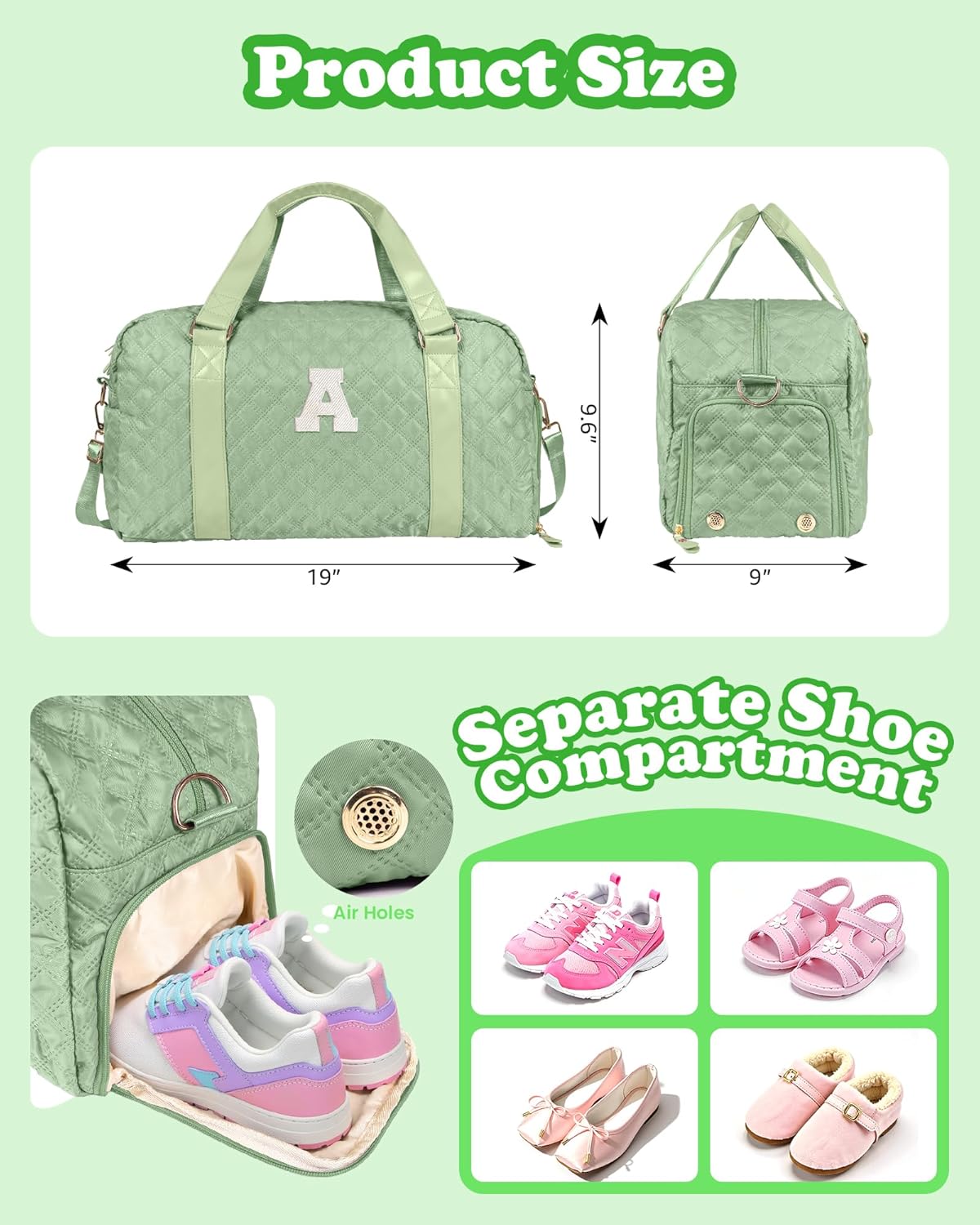 Duffle Bag Women Girls Gift: Letter Carry on bags, Dance Cheer bag Sports for Girl, Kid Gymnastics Bags, Birthday Gifts for Women Girls Kids Teens Mom Teacher