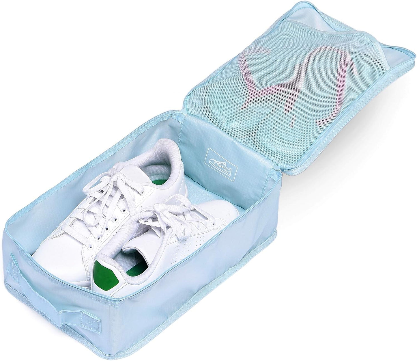 Travel Shoe Bags, Foldable Waterproof Shoe Pouches Organizer-Double Layer (2+2 Blue Shoebags)