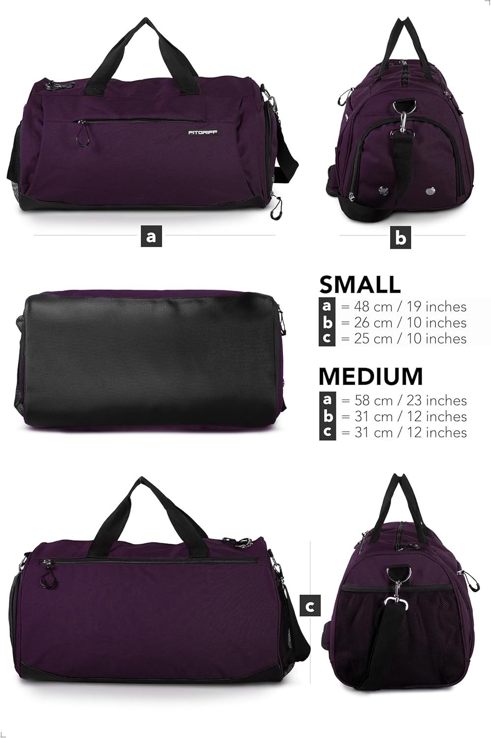 Fitgriff® Gym Bag for Men & Women with Shoe & Wet Compartment - Duffle Bag for Travel, Sports, Fitness & Workout