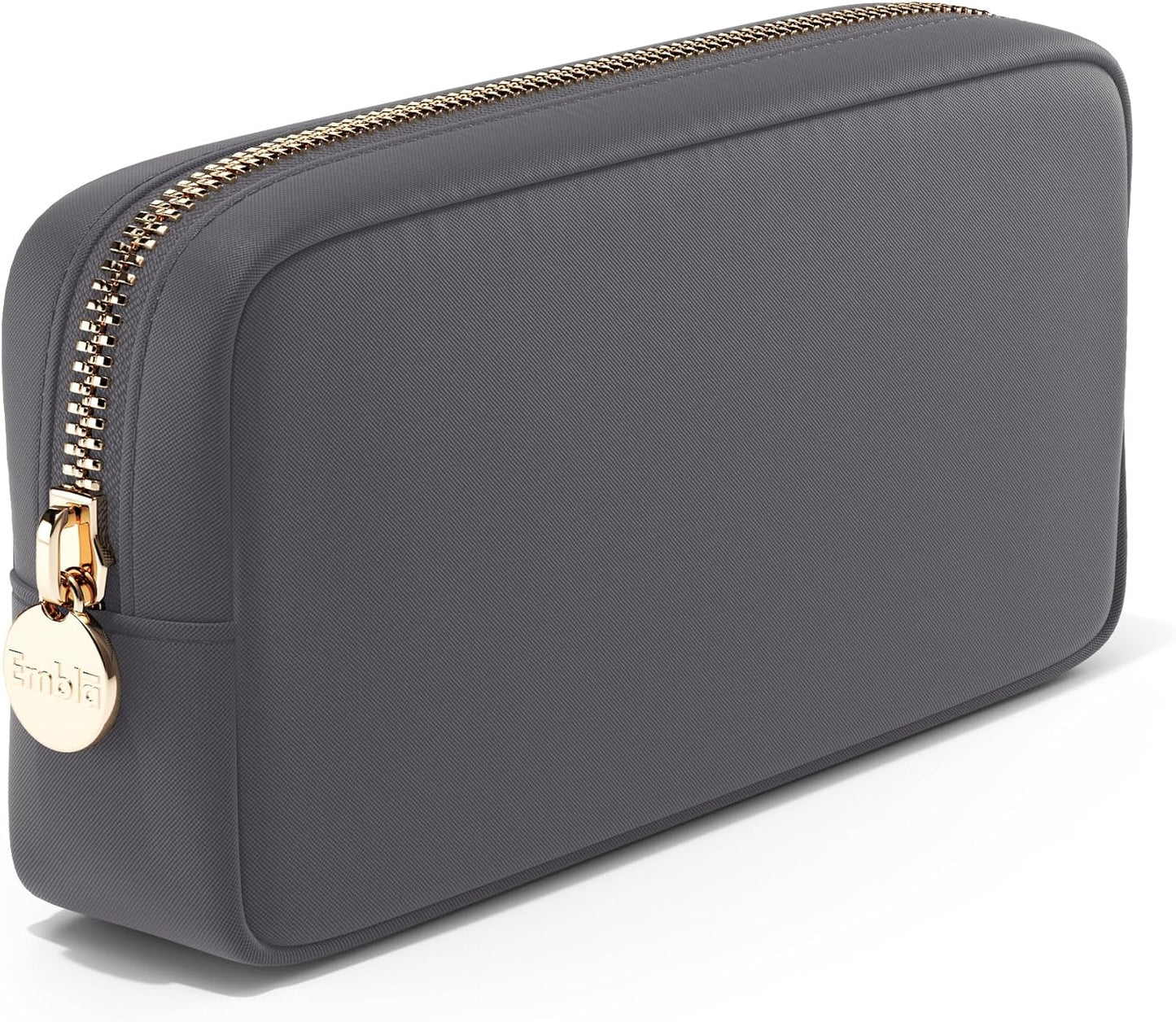 Embla Makeup Bag Travel Cosmetics Pouch and Toiletry Bag, Nylon Zipper Pouch Purse, Cute Make Up Organizer Storage Tote for Women Girls, Waterproof Travel Skincare Case, Small Makeup Bags, Grey