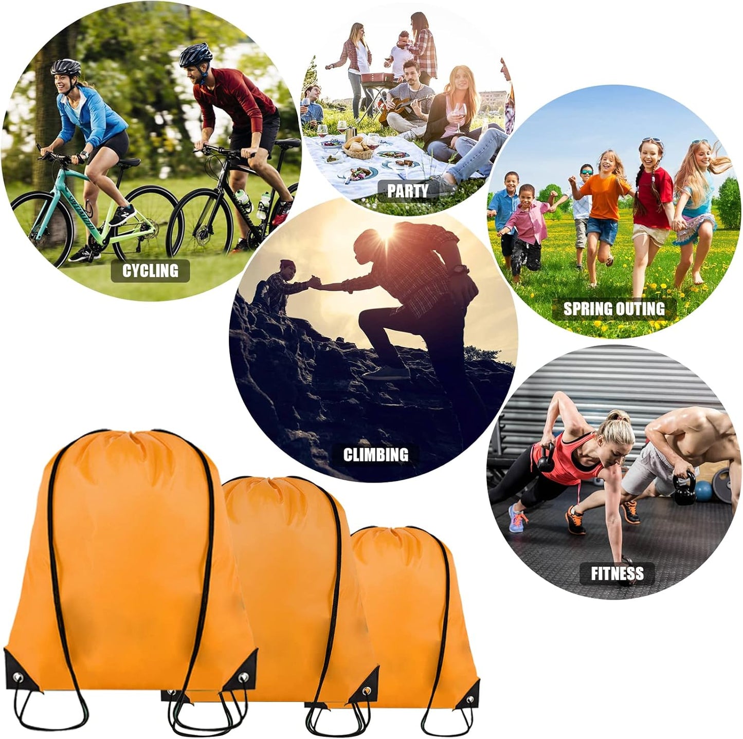 100 Pieces Drawstring Backpack Bulk Cinch Sackpack Ployster Drawstring Bags for Gym Party Trip(Orange)