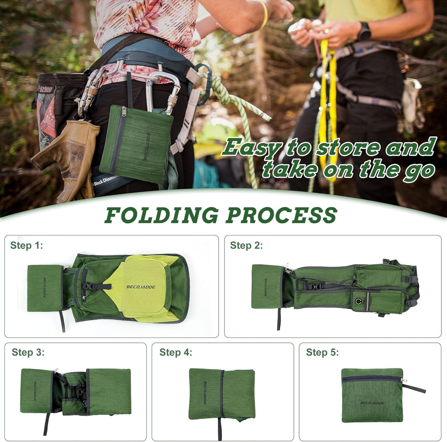 15L Small Hiking Backpack for Men Women Foldable Packable Back Pack Ultralight Hiking Daypack for Travel Camping Outdoor, Olive Green Yellow