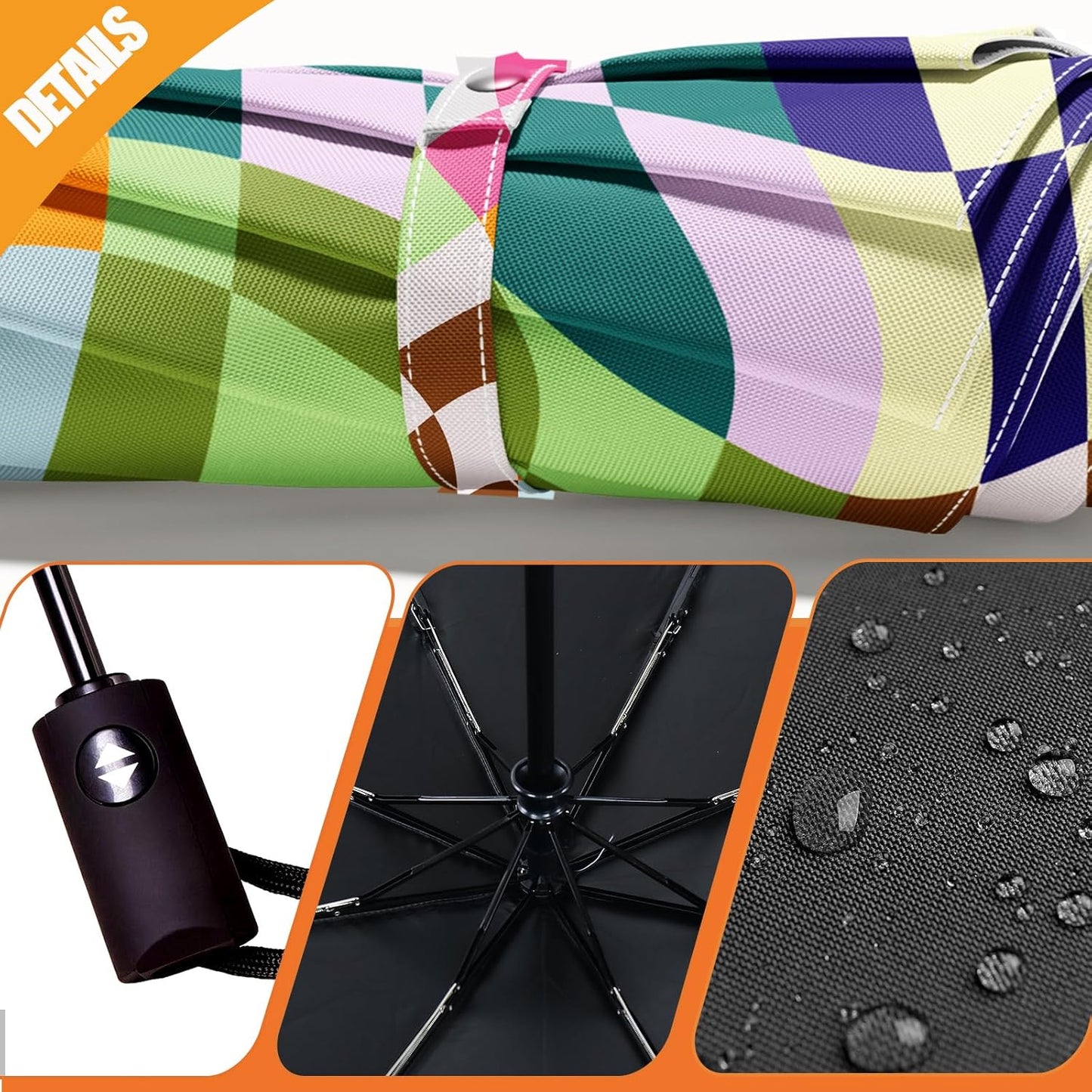 Small Compact Travel Automatic Folding Umbrella for Women, Portable Lightweight, Rain, Wind, UV Sun Shade