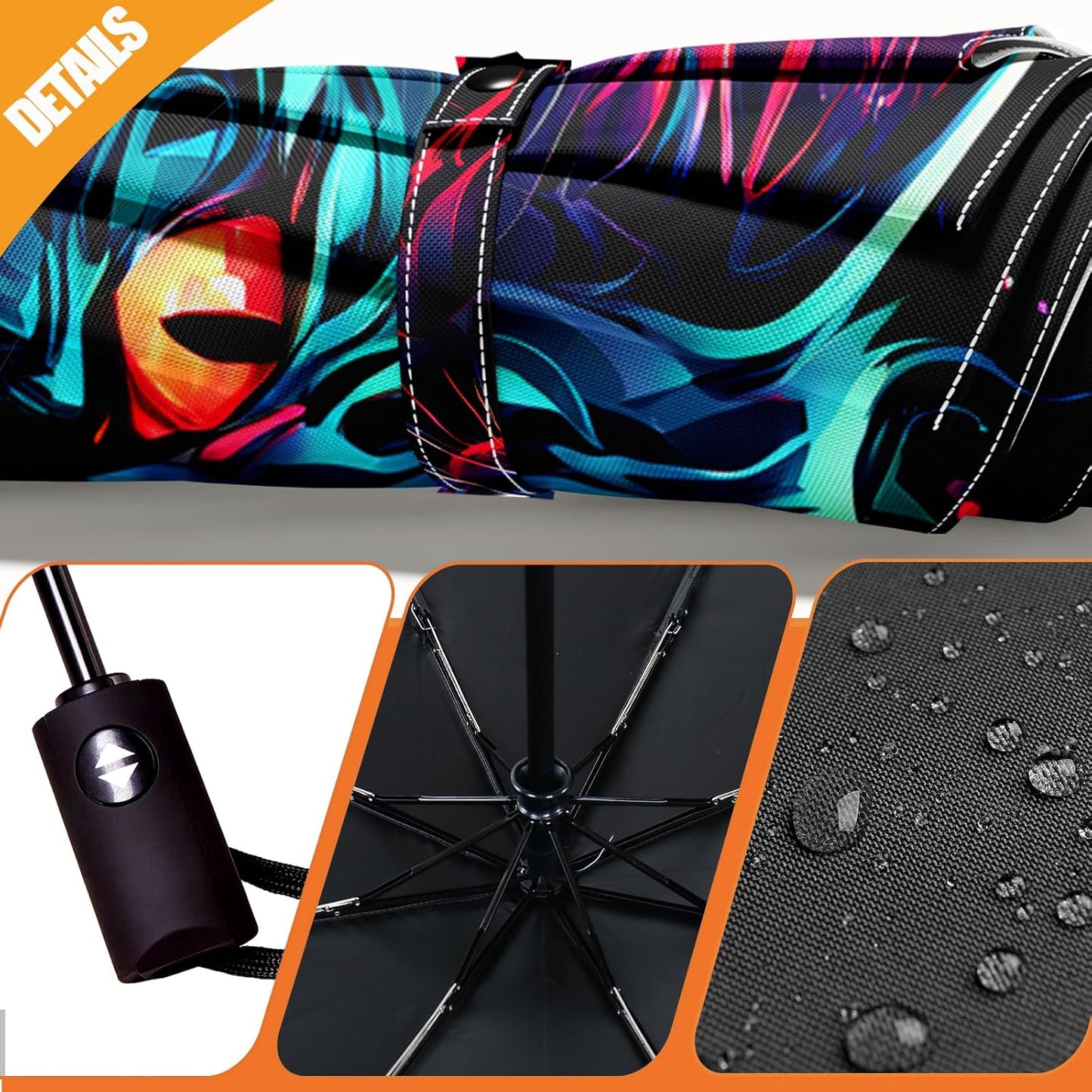 Small Compact Travel Automatic Folding Umbrella for Women, Portable Lightweight, Rain, Wind, UV Sun Shade