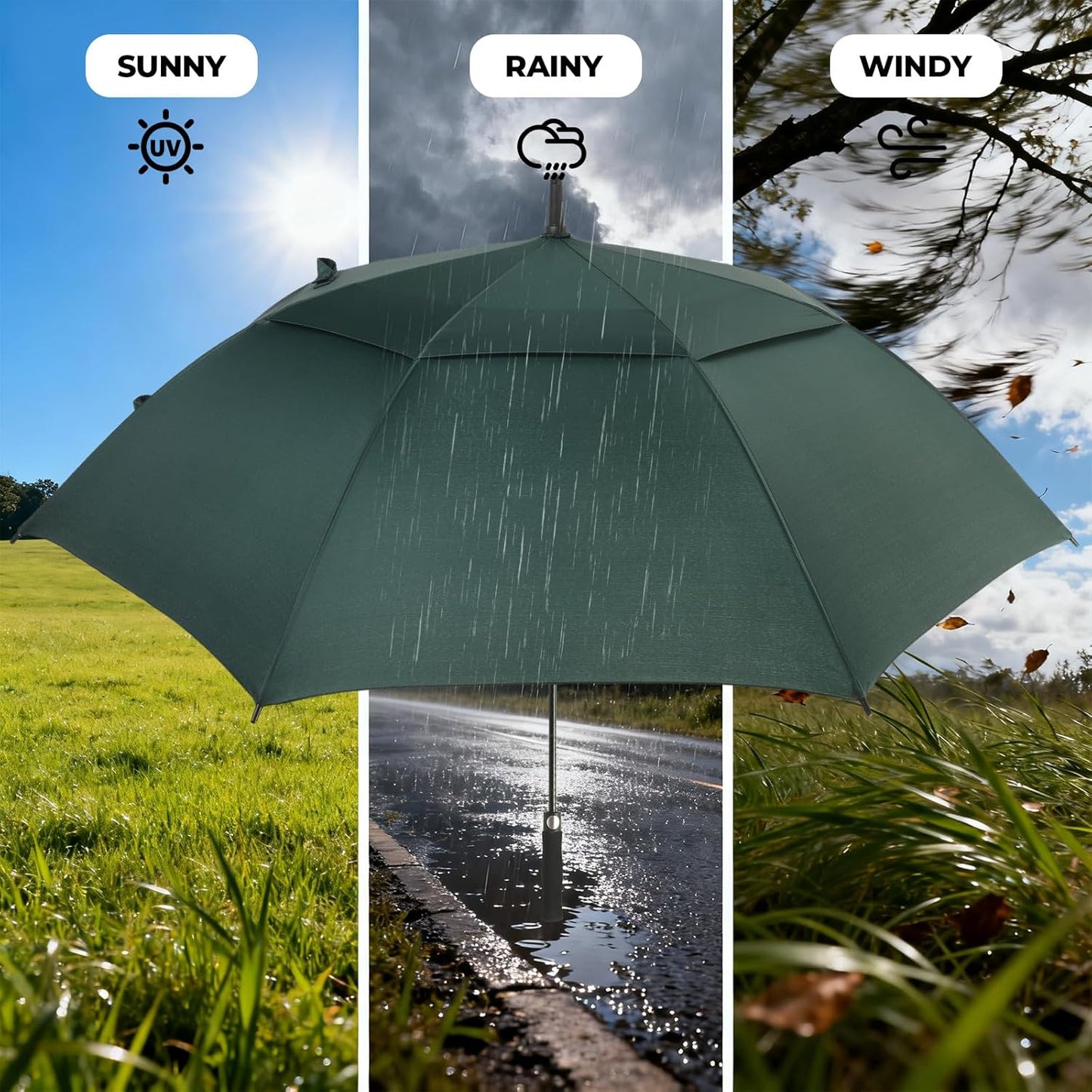 Automatic Open Golf Umbrella, 54/62/68/72 inch Extra Large Oversize Double Canopy Vented Stick Umbrellas, Windproof Waterproof Umbrella for Men And Women