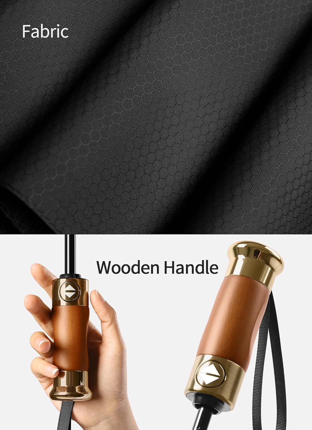 Rain Cats Large Umbrella 45 Inch diameter Umbrellas for rain Strong10 Ribs Fiberglass Windproof big Compact Automatic portable Folding Travel/Thick Fabric/Wood handle