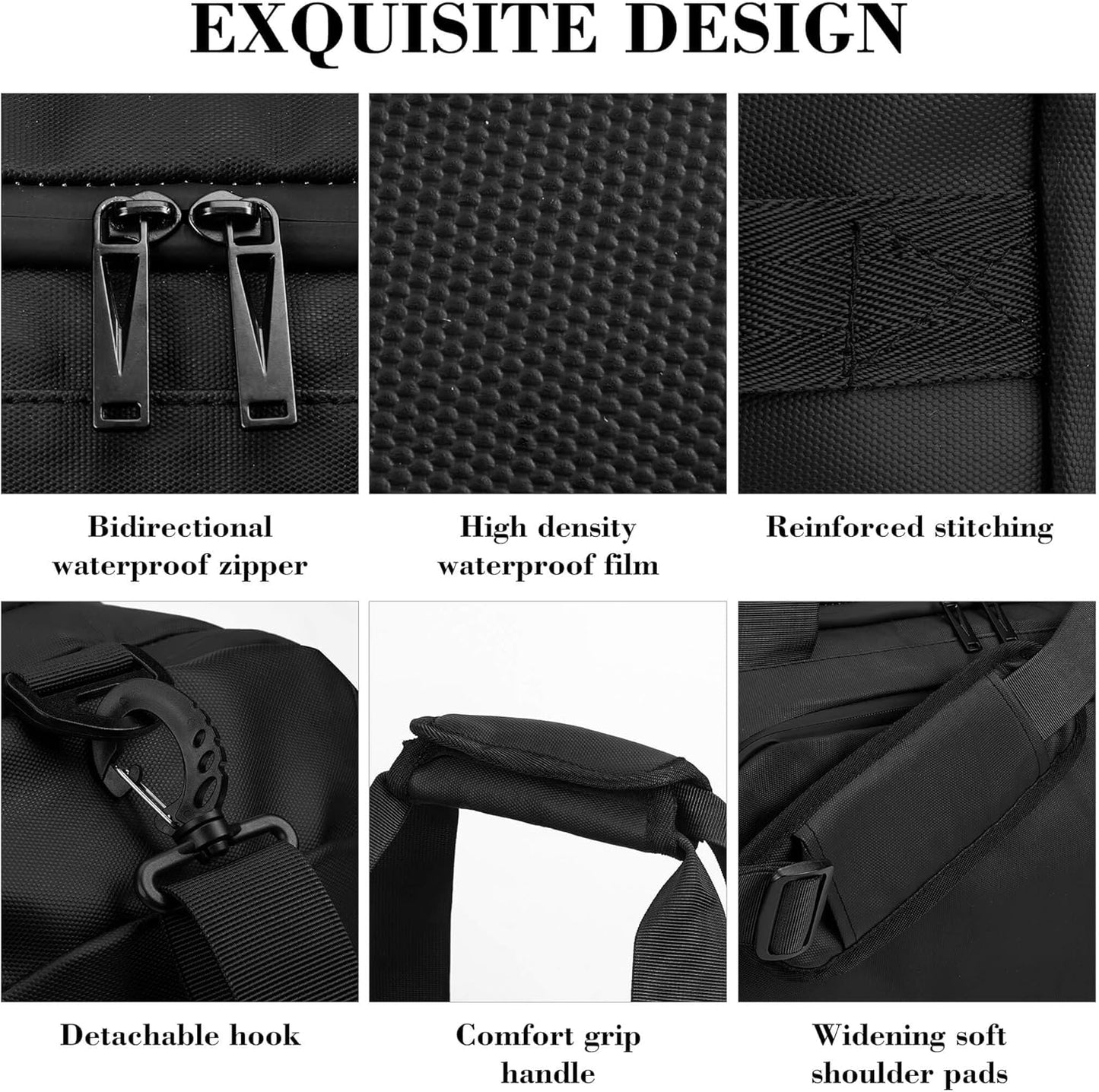 Gym Bags for Men and Women Sport Duffle Bag for Travel Carry on Duffel Bag with Shoe Compartment Dry and Wet Separation 35L Black(Upgrades)