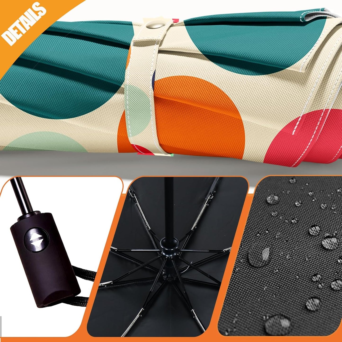 Small Compact Travel Automatic Folding Umbrella for Women, Portable Lightweight, Rain, Wind, UV Sun Shade