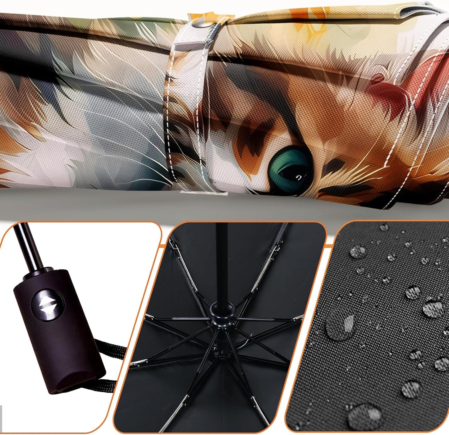 Small Compact Travel Automatic Folding Umbrella for Women, Portable Lightweight, Rain, Wind, UV Sun Shade