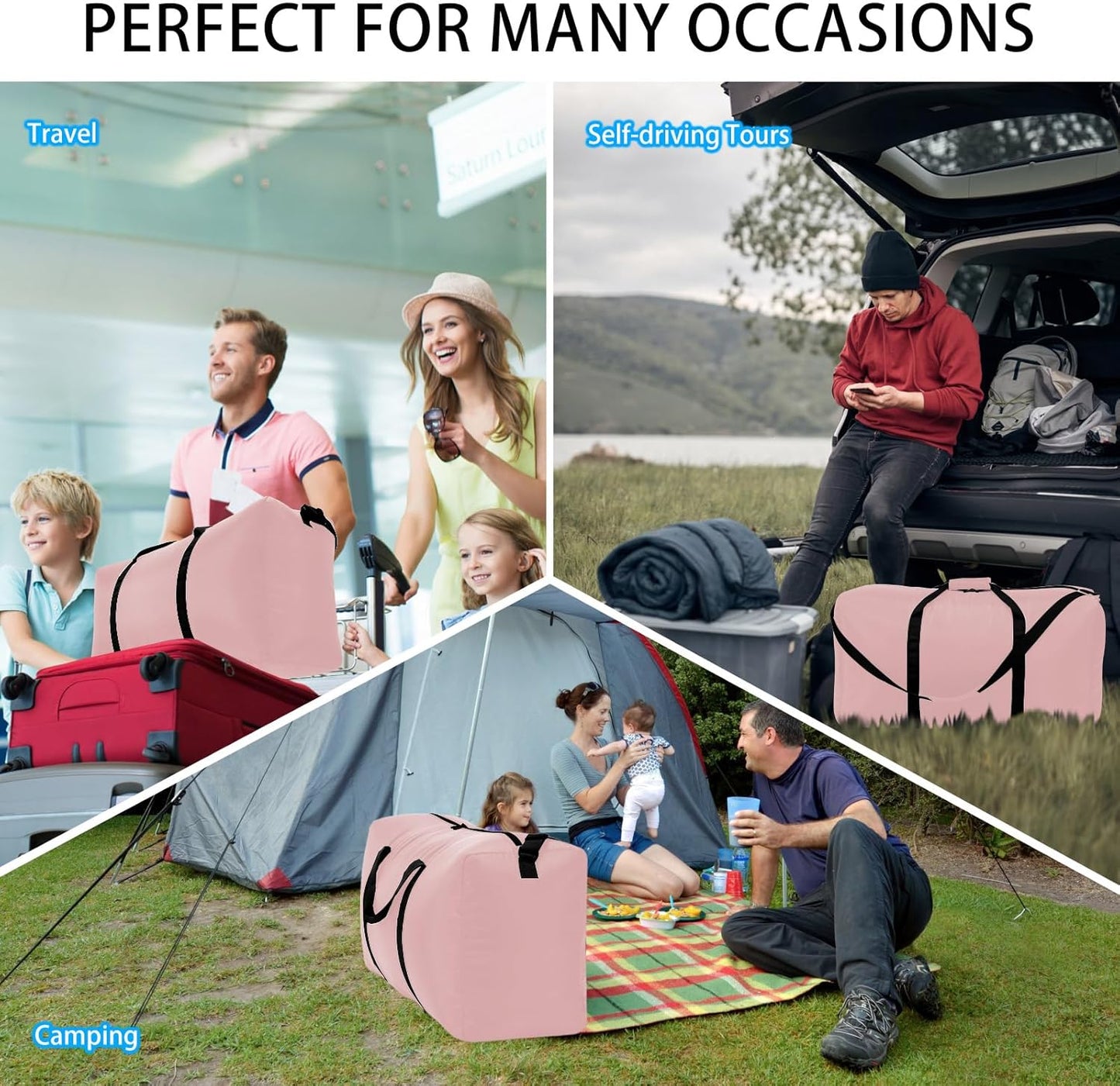 105L Extra Large Duffel Bag, 32.5 inch Travel Duffel Bag lightweight Luggage Bag-Pink