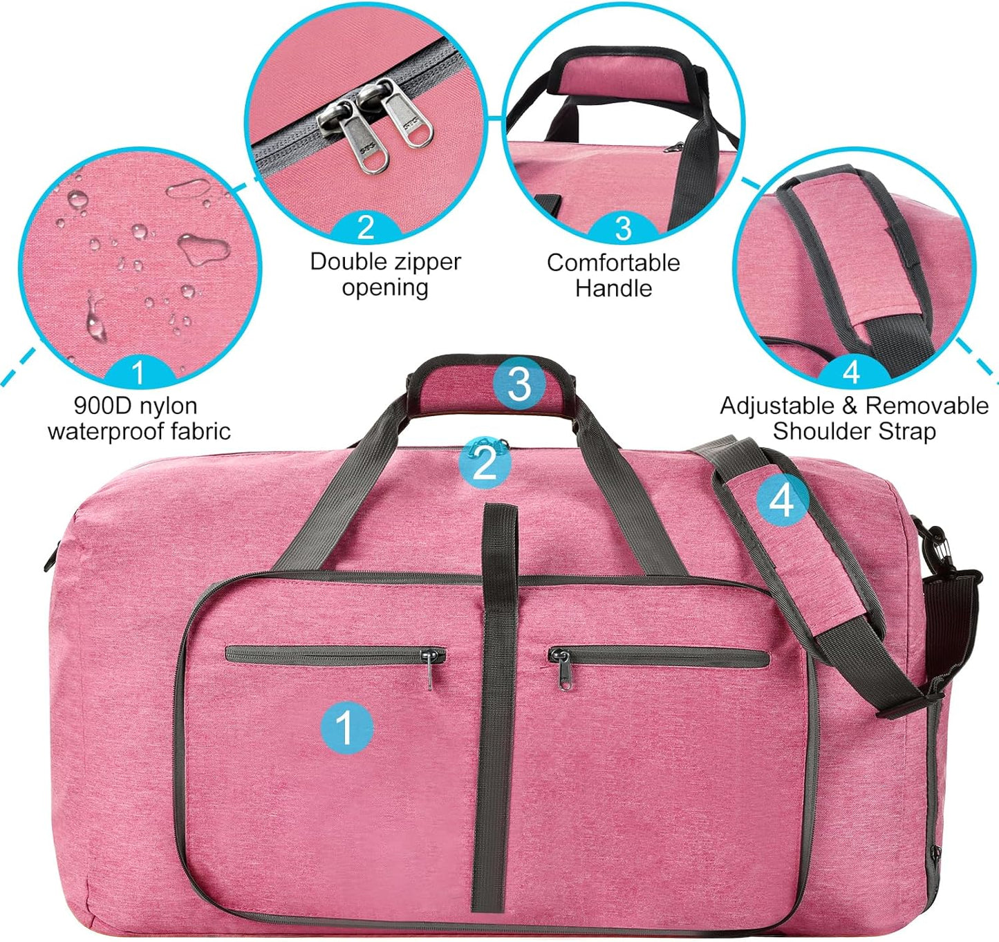 Felipe Varela Duffle Bag with Shoes Compartment and Adjustable Strap,Foldable Travel Duffel Bags for Men Women,Waterproof Duffel Bags