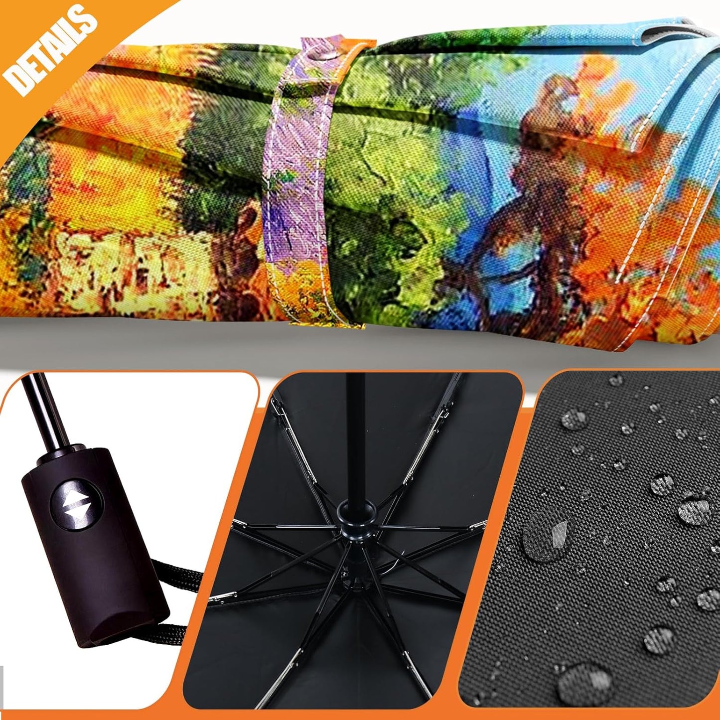 Small Compact Travel Automatic Folding Umbrella for Women, Portable Lightweight, Rain, Wind, UV Sun Shade