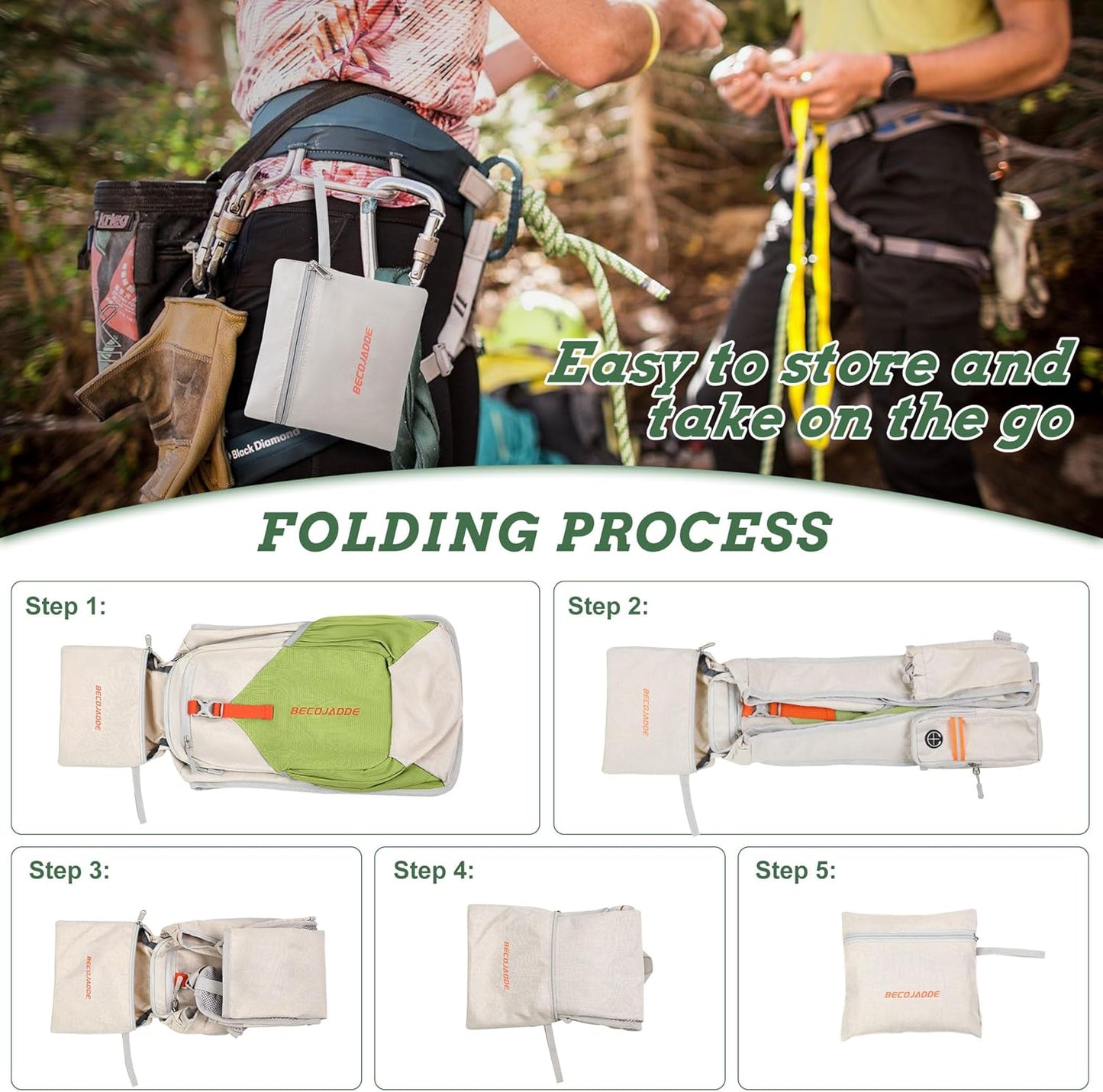 15L Small Hiking Backpack for Men Women Foldable Packable Back Pack Ultralight Hiking Daypack for Travel Camping Outdoor, Beige Green