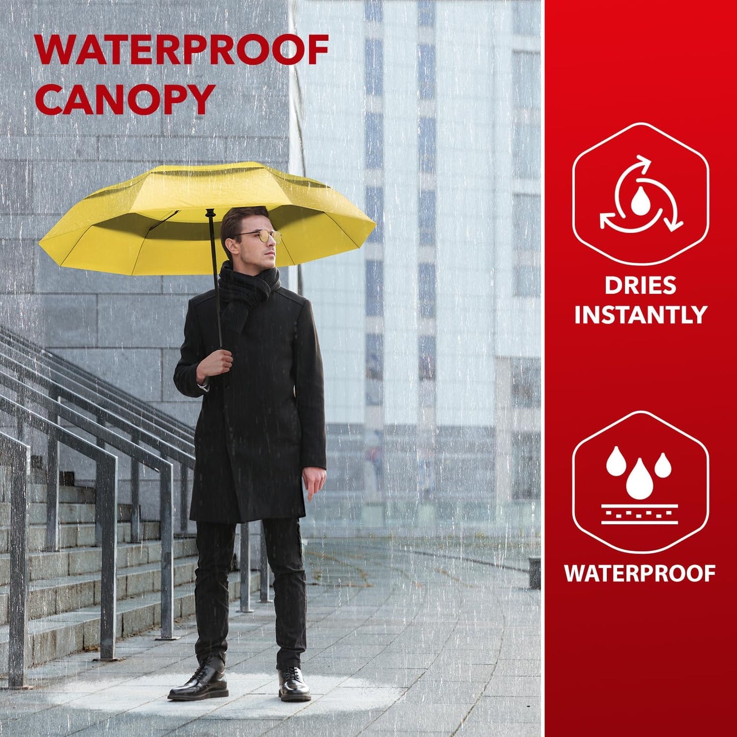 REPEL Windproof Travel Umbrella - Compact & Withstands Winds up to 85MPH , Strongest Premium Auto Folding Umbrella for Rain and Sun - Durable, Light & Portable for Women & Men , Fits Backpack & Cars