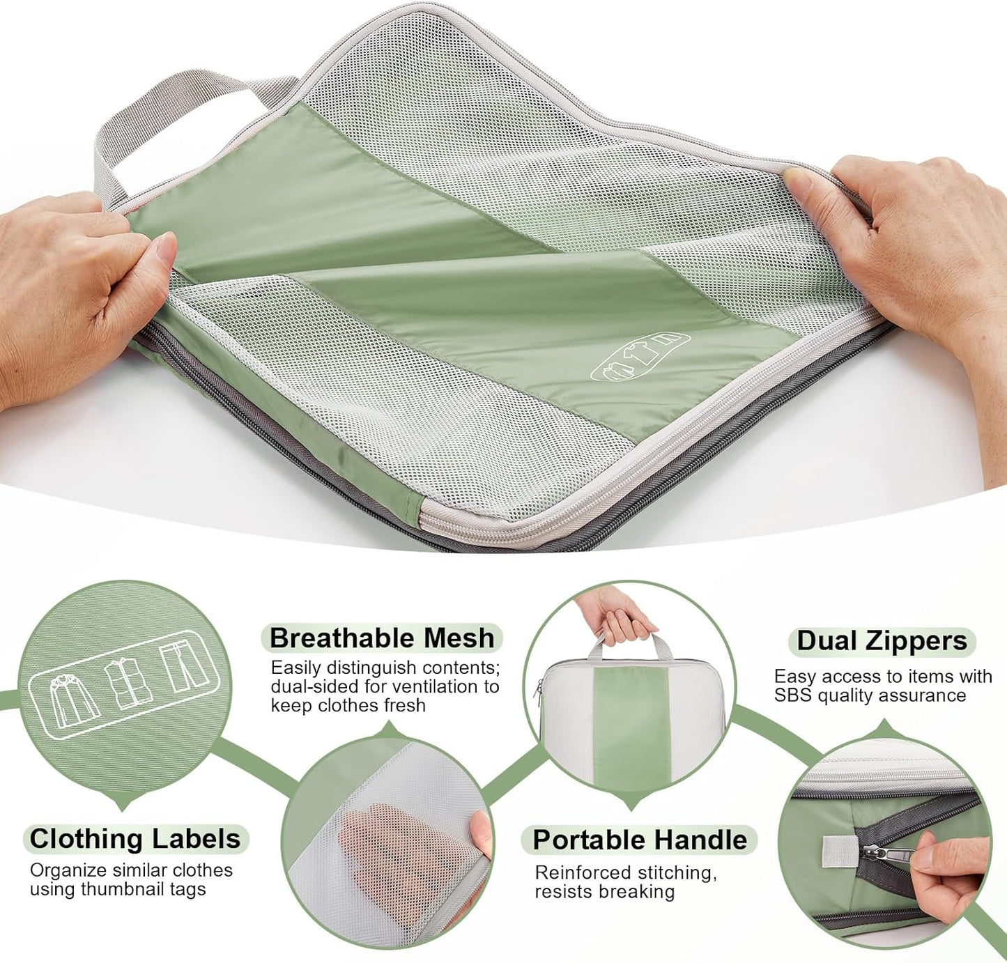 10 Set Compression Packing Cubes for Travel Essentials,Compressible Expandable Packing Cubes for Suitcase,OlarHike Luggage Organizer Bags for Travel,Handy Helper for Organizing Clothes(Matcha Green)