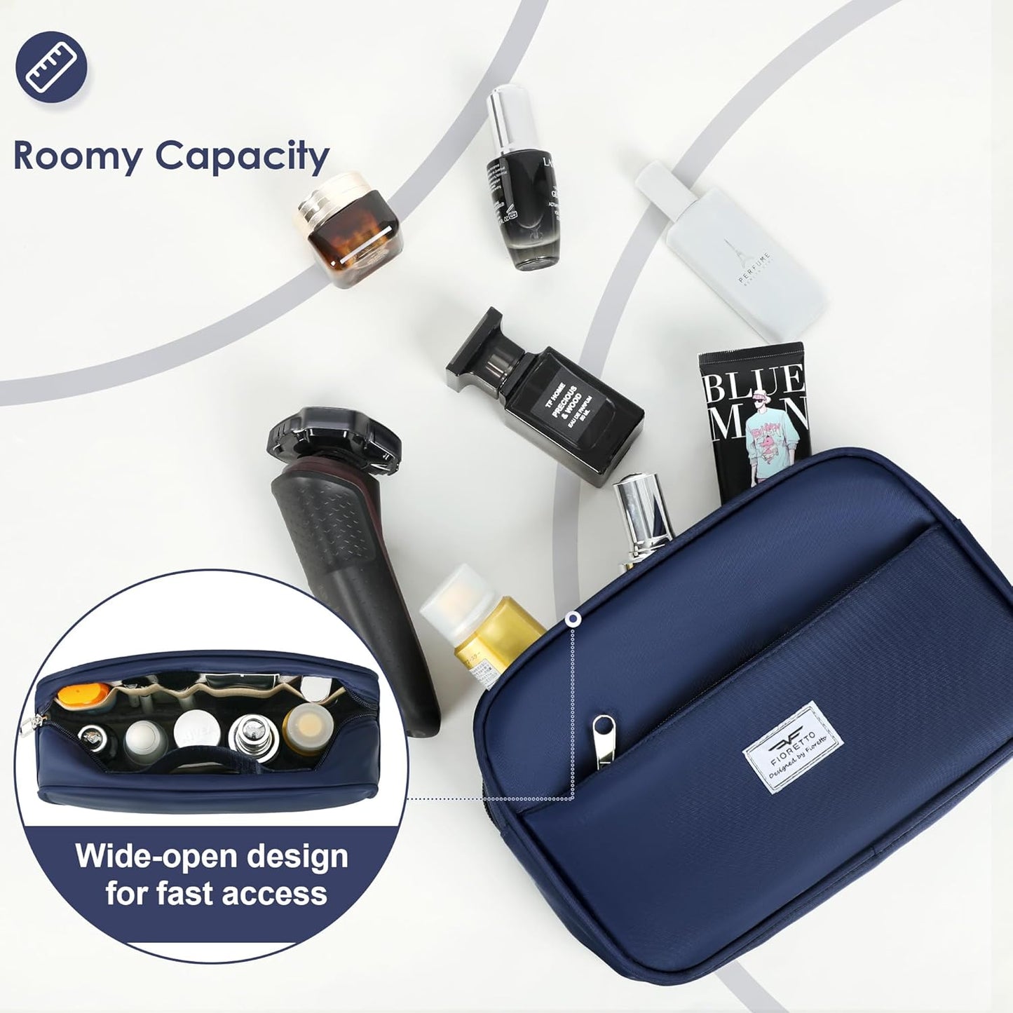 FIORETTO Womens Gym Tote Duffle Bag with Toiletry Bag, Sports Duffel Overnight Hospital Workout Carry on Bag for Girls with Wet Pocket & Shoe Compartment, Ideal for Travel, Swimming, Dance Navy Blue