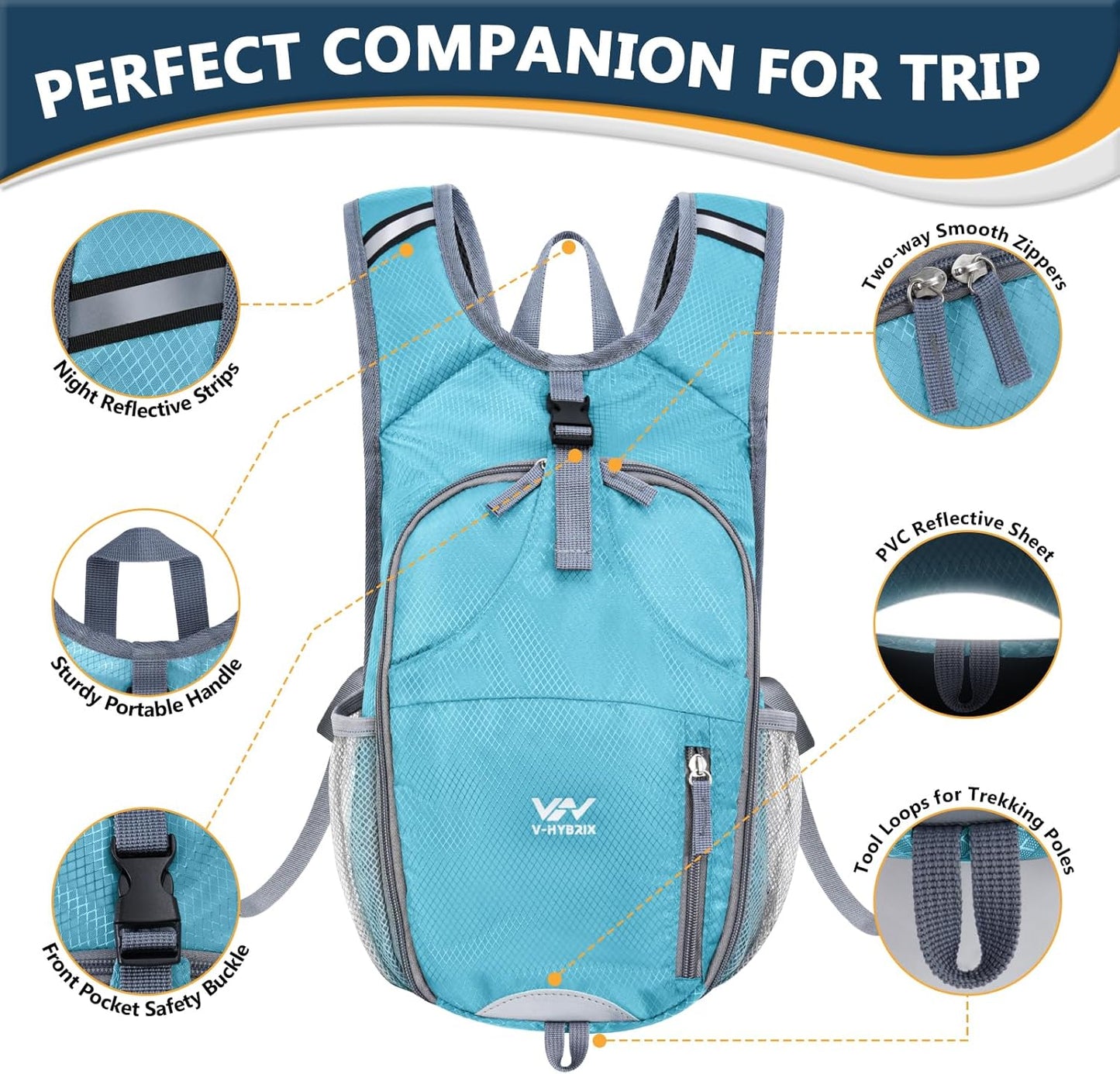 15L Foldable Hiking Backpack,Lightweight Packable Waterproof Machine Washable Daypack with Chest Strap,Small Folding Pack for Travel/Walking for Men&Women-0.52LB Blue