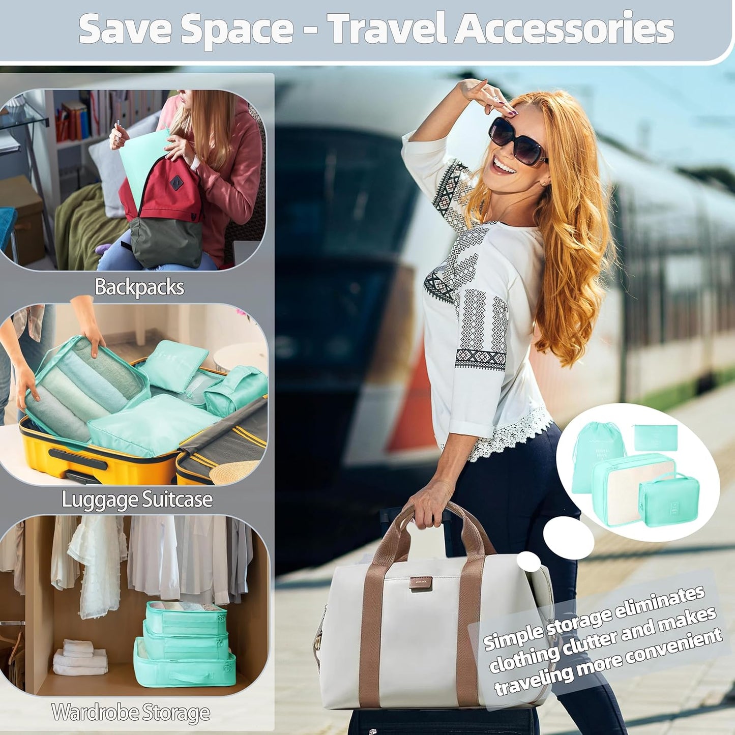 10 Pcs Set Packing Cubes - Travel Packing Organizers, Expandable Suitcase Organizer, Luggage Organizer Bags