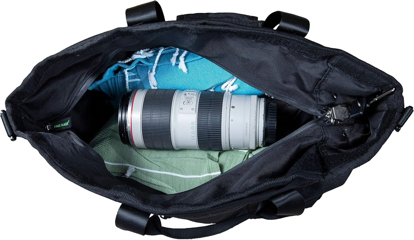 DIME BAGS Odor Sealing Lockable Tote Bag, Carbon-Lined Scent Blocking Duffle with Key Lock, Water-Resistant & Padded Interior