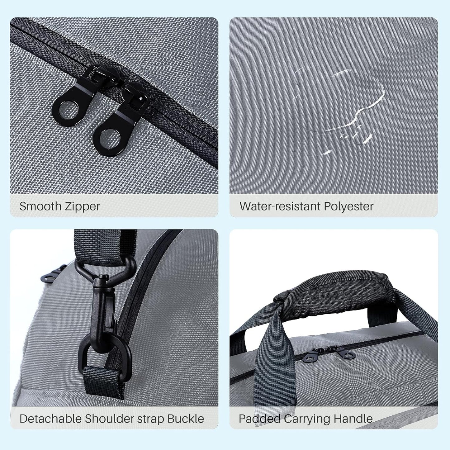 Small Gym Bag with Shoes Compartment & Wet Pocket,Unisex Sport Duffel Bag for Pickleball Paddle,Waterproof Workout Weekender Overnight Bags for Travel Yoga Swimming,Silver Grey