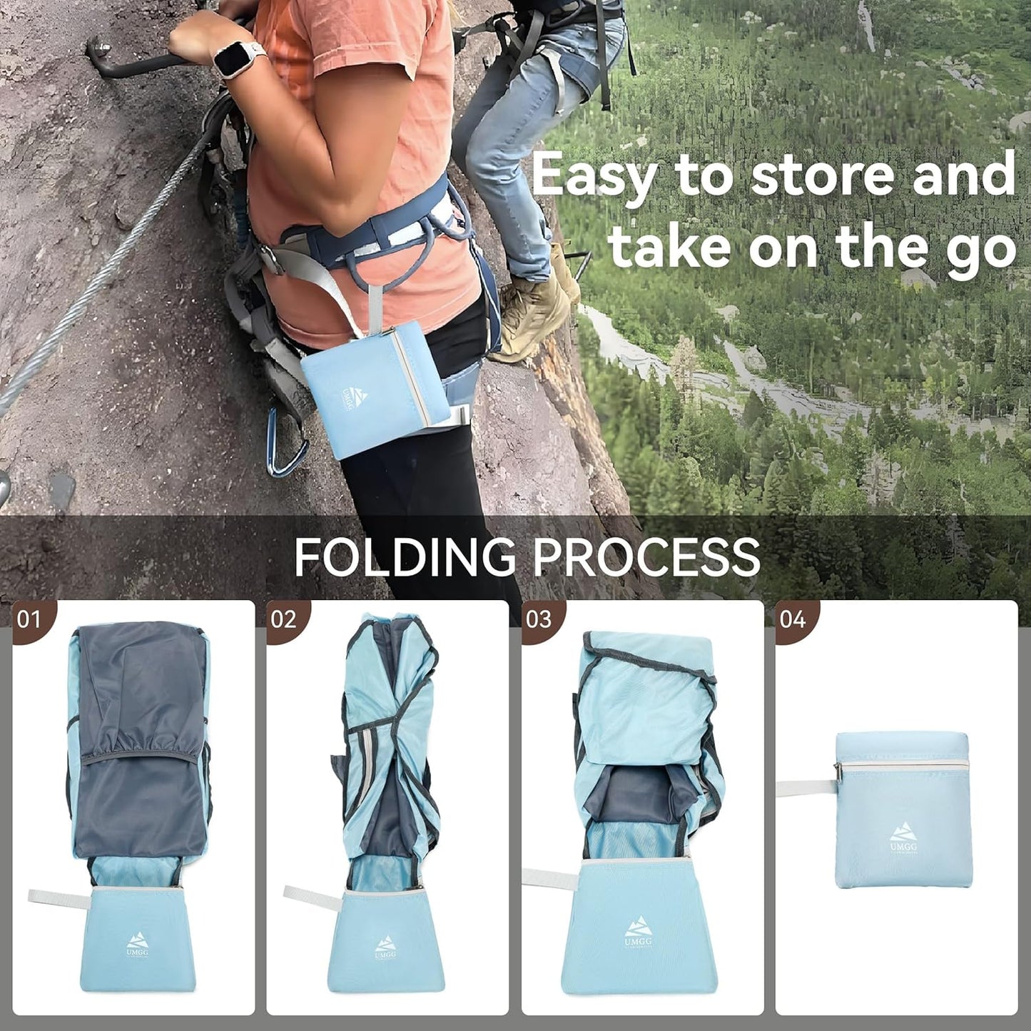 15L Small Hiking Backpack for Women Men Lightweight Packable Backpack Foldable Casual Daypack for Camping Travel Outdoor, Blue