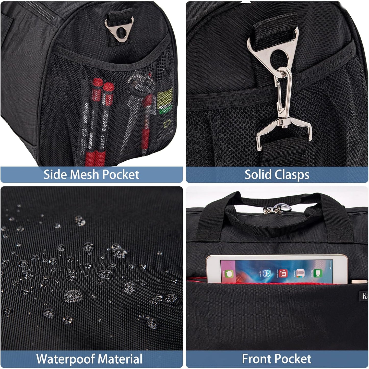 Kuston Sports Gym Bag with Shoes Compartment, Trolley Sleeve and Wet Pocket Gym Duffel Bag Overnight Bag-Upgraded