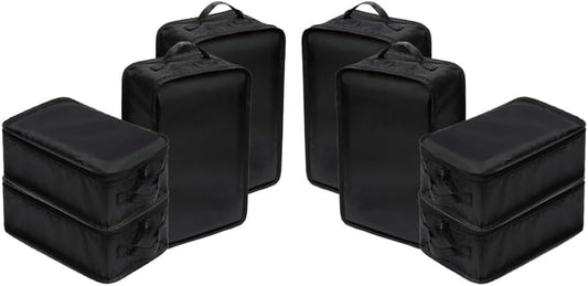 Travel Shoe Bags, Foldable Waterproof Shoe Pouches Organizer-Double Layer (8 Black Shoe Bags)