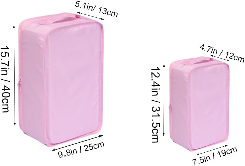 Travel Shoe Bags, Foldable Waterproof Shoe Pouches Organizer-Double Layer (2+2 Pink Shoebags)