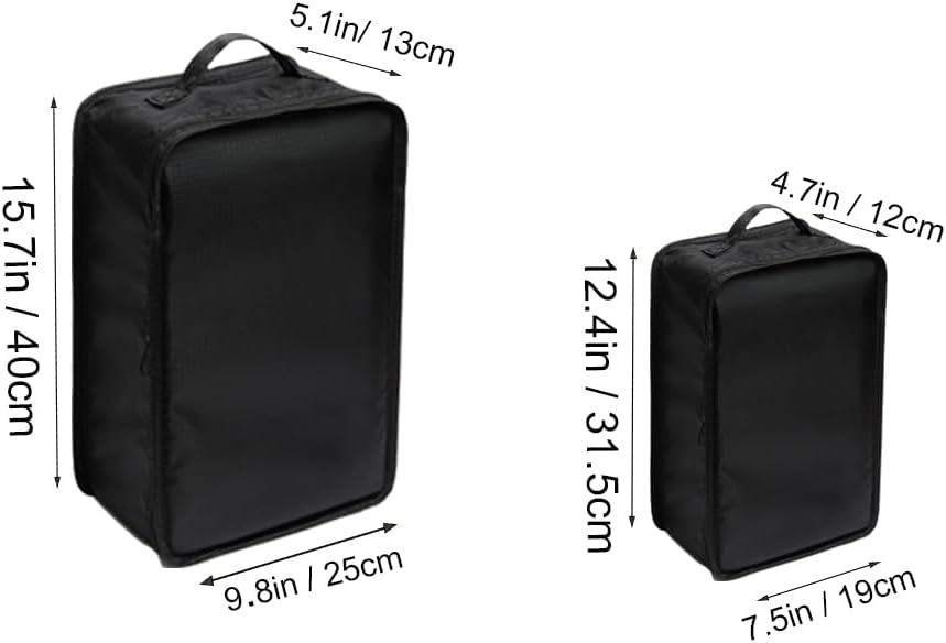 Travel Shoe Bags, Foldable Waterproof Shoe Pouches Organizer-Double Layer (2+2 Black Shoe Bags)
