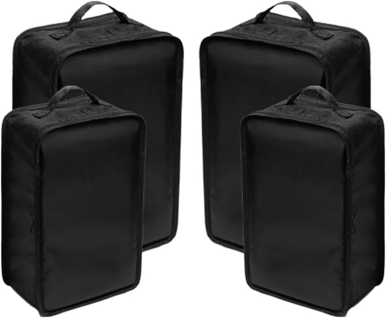 Travel Shoe Bags, Foldable Waterproof Shoe Pouches Organizer-Double Layer (2+2 Black Shoe Bags)
