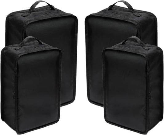 Travel Shoe Bags, Foldable Waterproof Shoe Pouches Organizer-Double Layer (2+2 Black Shoe Bags)