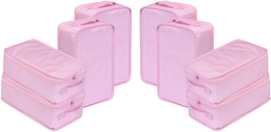 Travel Shoe Bags, Foldable Waterproof Shoe Pouches Organizer-Double Layer (8 Pink Shoe Bags)