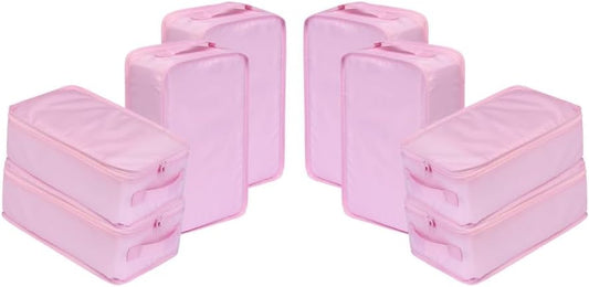 Travel Shoe Bags, Foldable Waterproof Shoe Pouches Organizer-Double Layer (8 Pink Shoe Bags)