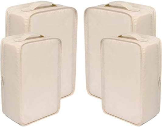 Travel Shoe Bags, Foldable Waterproof Shoe Pouches Organizer-Double Layer (2+2 Cream Shoe Bags)