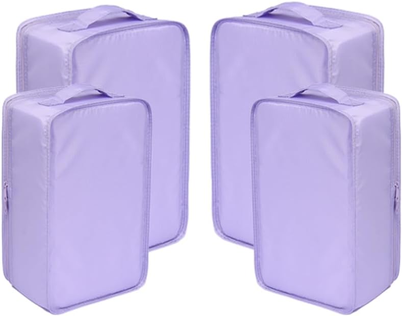 Travel Shoe Bags, Foldable Waterproof Shoe Pouches Organizer-Double Layer (2+2 Purple Shoebags)