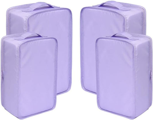 Travel Shoe Bags, Foldable Waterproof Shoe Pouches Organizer-Double Layer (2+2 Purple Shoebags)