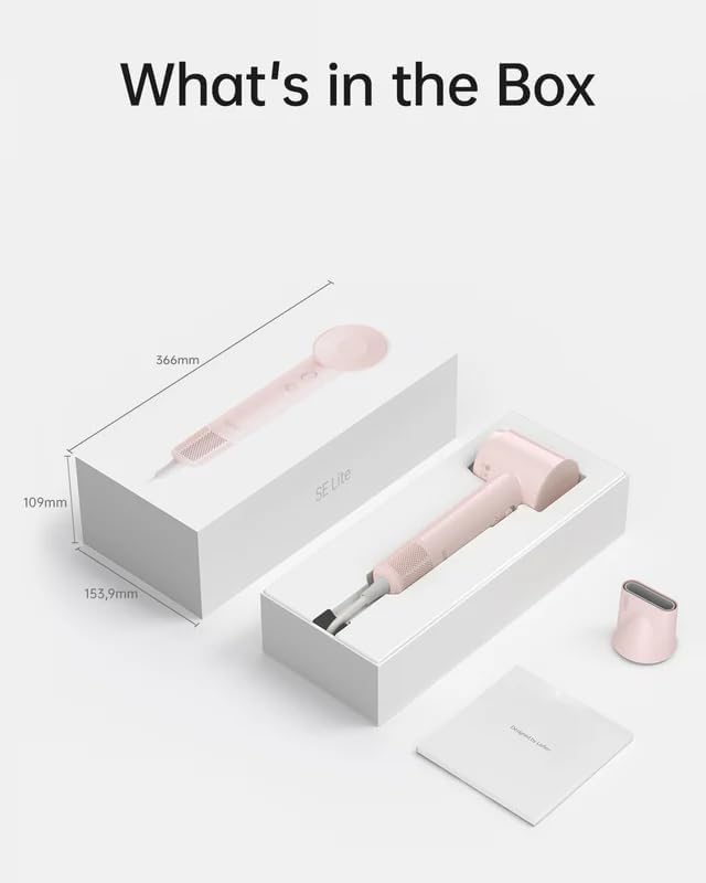 Laifen SE Lite Hair Dryer, Negative Ionic Blow Dryer with 100,000 RPM Brushless Motor for Fast Drying, High-Speed Low Noise Thermo-Control Hairdryer with Lightweight Design for Home/Portable Travel