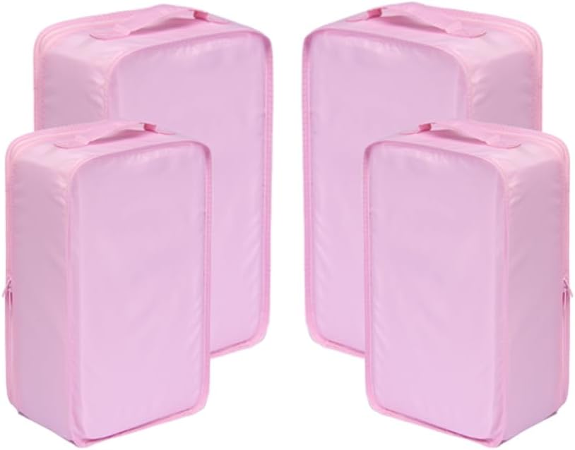 Travel Shoe Bags, Foldable Waterproof Shoe Pouches Organizer-Double Layer (2+2 Pink Shoebags)