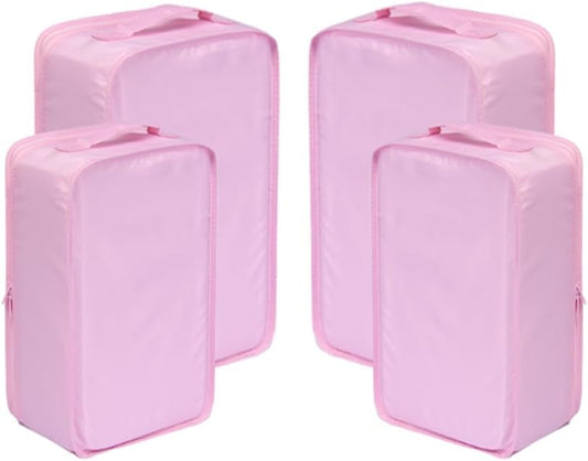 Travel Shoe Bags, Foldable Waterproof Shoe Pouches Organizer-Double Layer (2+2 Pink Shoebags)