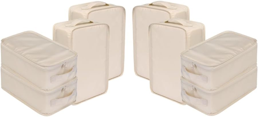 Travel Shoe Bags, Foldable Waterproof Shoe Pouches Organizer-Double Layer (8 Cream Shoe Bags)