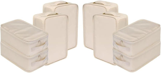 Travel Shoe Bags, Foldable Waterproof Shoe Pouches Organizer-Double Layer (8 Cream Shoe Bags)