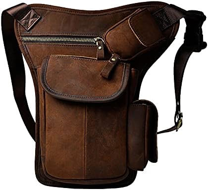 Leather Waist Pack Drop Leg Bag for Men Women Belt Bumbag Multi-Purpose Motorcycle Bike Outdoor Sports Tactical Cycling Riding Hiking Camping Pouch