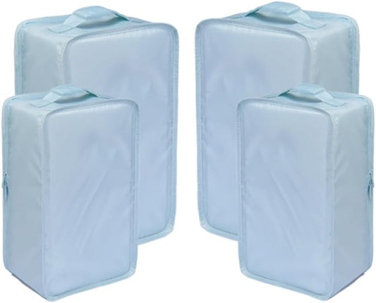 Travel Shoe Bags, Foldable Waterproof Shoe Pouches Organizer-Double Layer (2+2 Blue Shoebags)