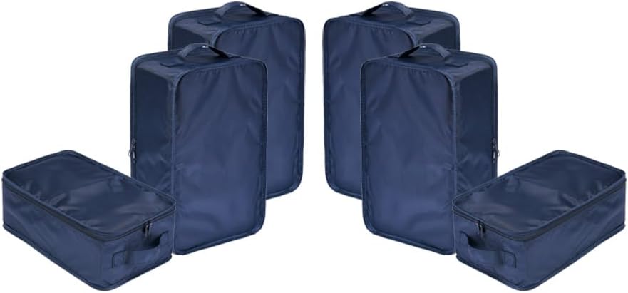 Travel Shoe Bags, Foldable Waterproof Shoe Pouches Organizer-Double Layer (6 Navy Shoe Bags)
