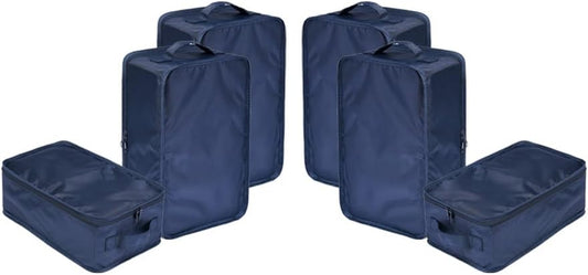 Travel Shoe Bags, Foldable Waterproof Shoe Pouches Organizer-Double Layer (6 Navy Shoe Bags)